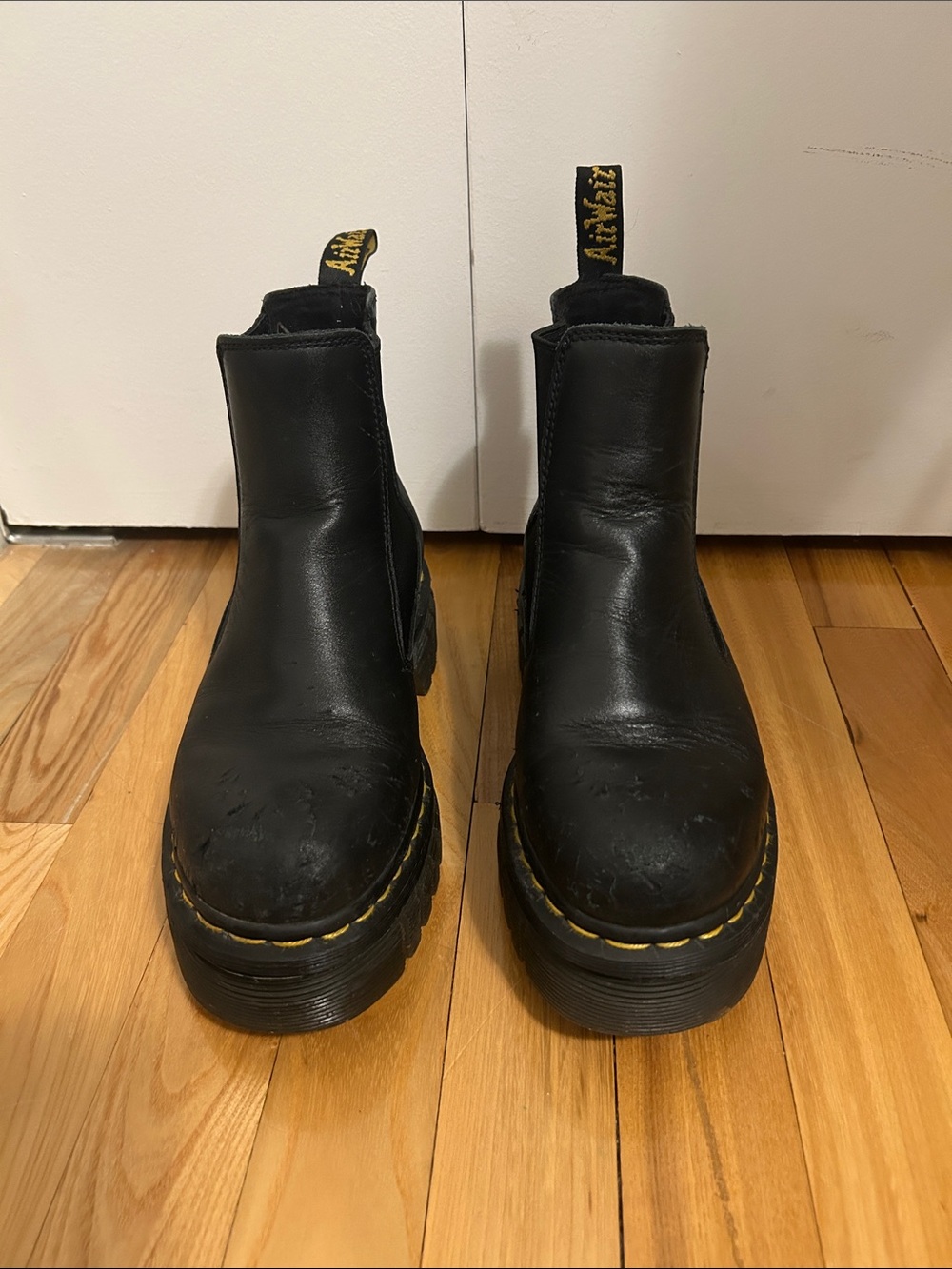 Dr. Martens Black Leather Platform Lace-Up Boots